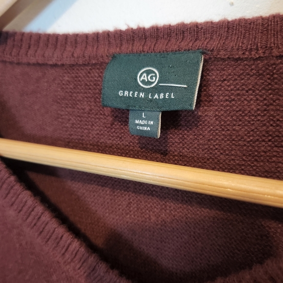 AG Adriano Goldschmied Wool / Cashmere V-Beck Burgundy Sweater L - Picture 2 of 4